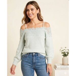 Snidel new york womens large mint green sweater spring summer nylon blend